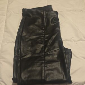 Women's Black Faux Leather Leggings